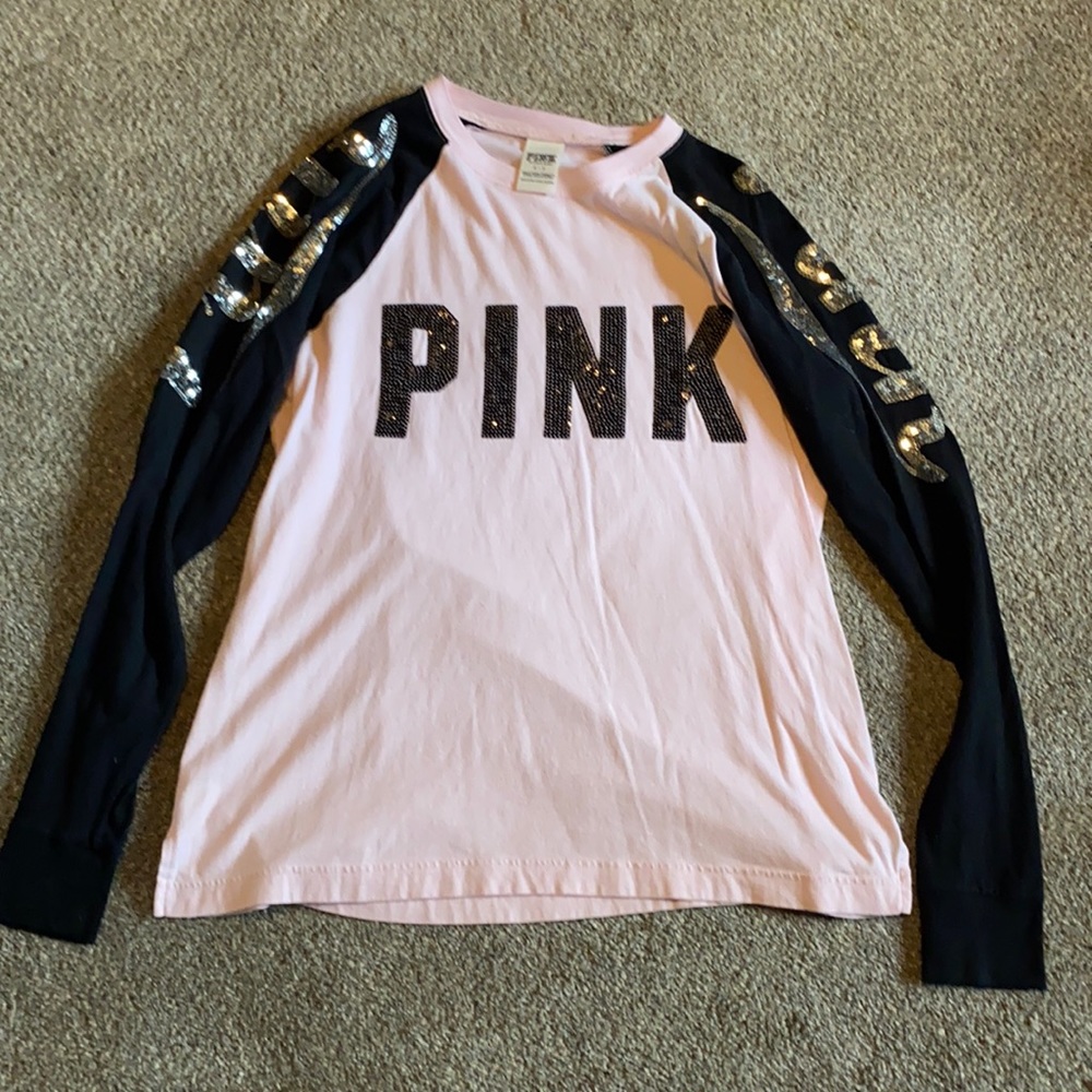 Pink and black long sleeve pink bling sleeves